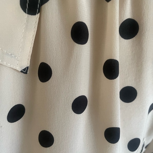 J Crew silk cream and black polka dot button down shirt - Picture 3 of 6